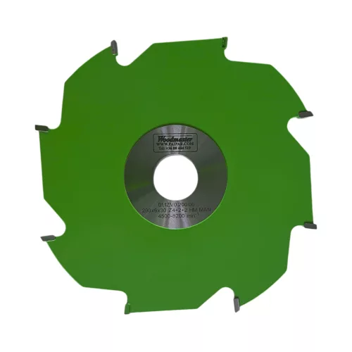 Drážkovacia fréza s predrezmi pre spodné frézky, 200x6x30mm, Z4 V2+2, SK (HW), pájkované doštičky