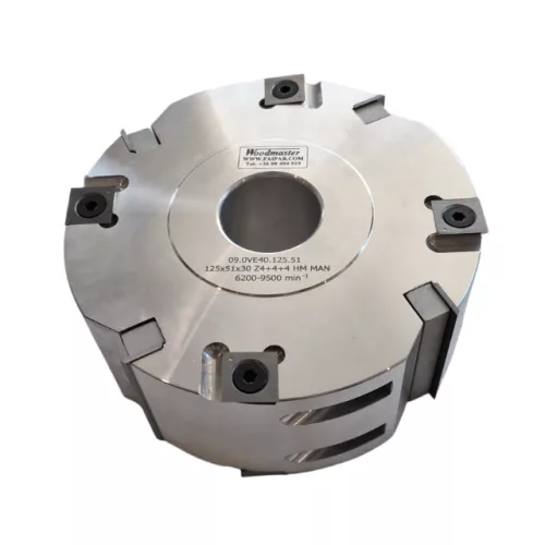 Falcovacia frézovacia hlava s predrezmi pre spodné frézky, 125x51x30mm, Z4 V8, SK, s VBD (žiletková)